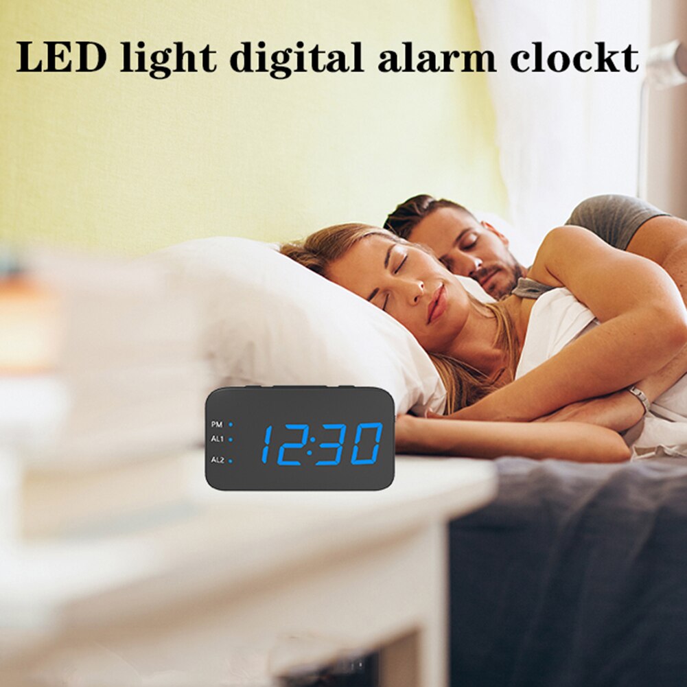 LED Digital Alarm Clock Voice Control Temperature Display Electronic Clock Dual Power Supply Mode for Home Travel