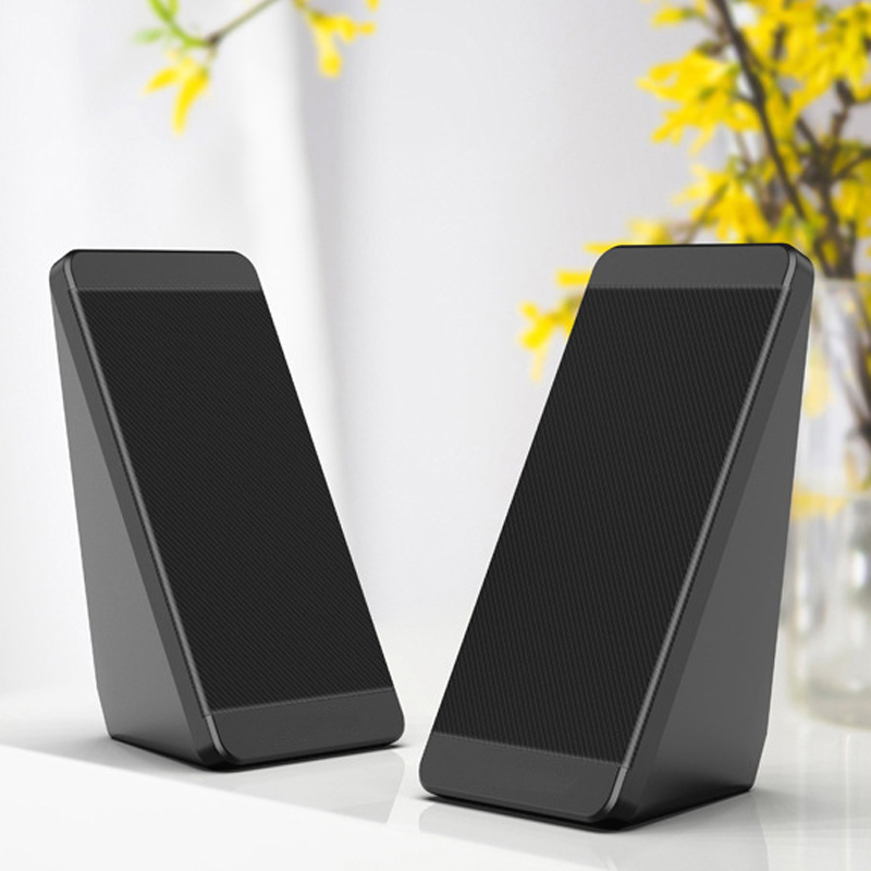 USB Wired Computer Speakers 2 Pieces PC Elevation Angle Horns For Laptop Desktop Phone Audio Speaker Multimedia Loudspeaker: Black