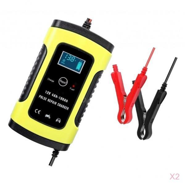 2Pcs Full Automatic Car Battery 12V 6A Amp Power Charger Wet Dry Lead Acid