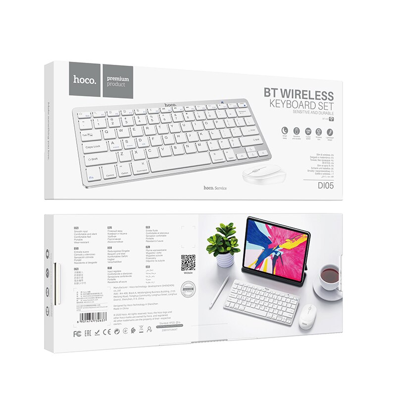 HOCO wireless keyboard and Mouse Protable Mini Keyboard Mouse Combo Set 2.4 Ghz stable connection For Notebook Laptop Mac PC