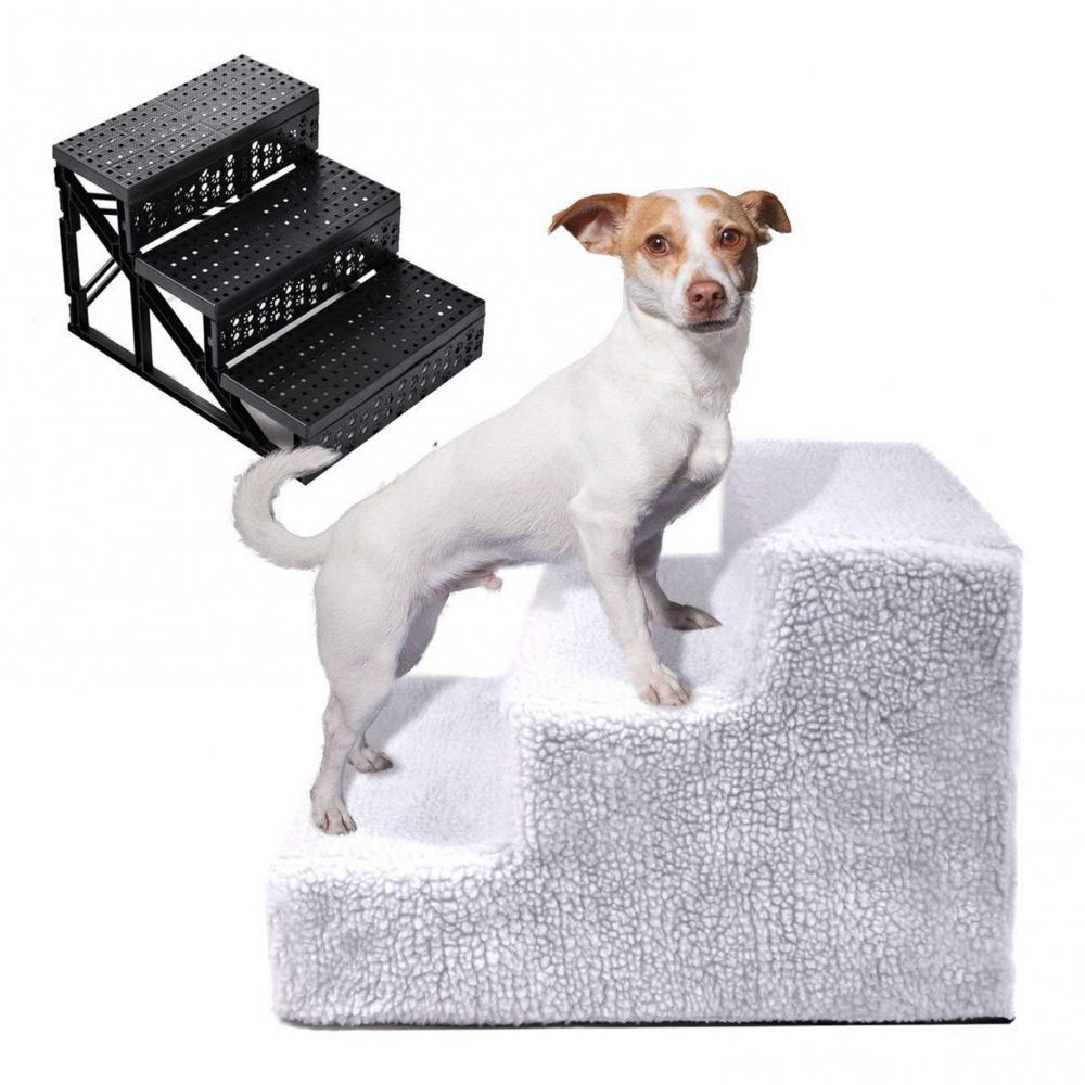 Anti-slip Climbing Pet 3 Steps Plush Cloth Stairs for Dog Cats Removable Dogs Bed Stairs Dog Stairs Ladder Products