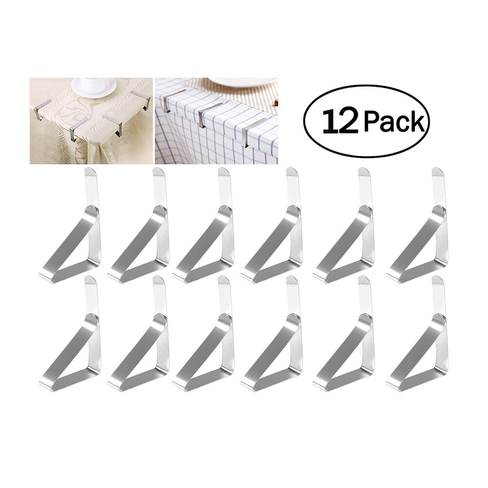 12pcs Stainless Steel Triangle Tablecloth Clips Adjustable Table Cloth Triangle Clamps 4.5cm
