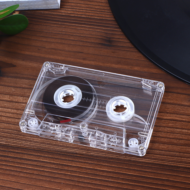 Reproductor de cinta en blanco de Color Cassette estándar con caja de almacenamiento transparente de cinta de Audio magnética de 45/60/90 minutos para grabación de música de voz: Gris claro