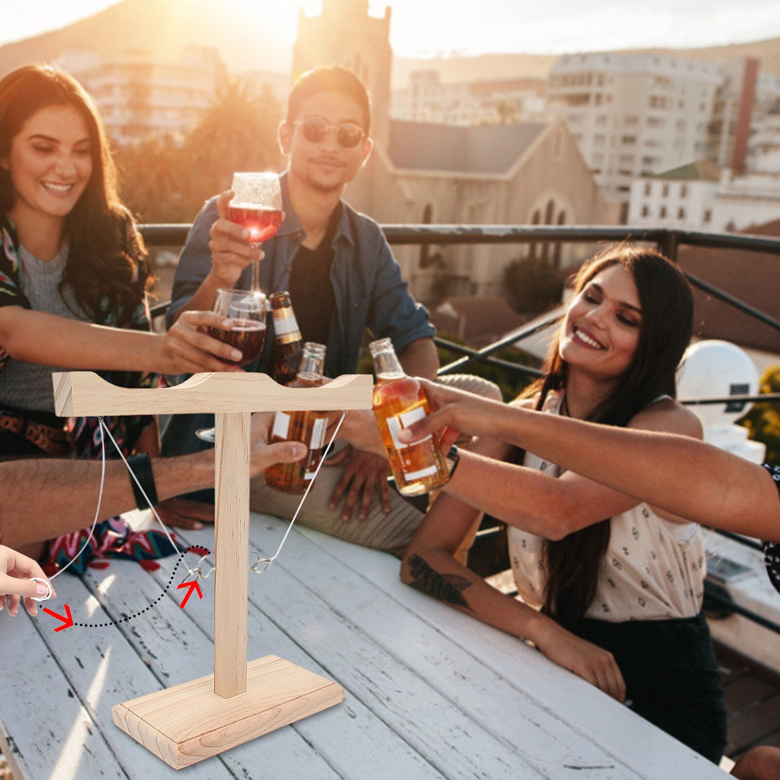 Houten Ring Toss Game Gooien Haak En Lus 2 Mensen Interactieve Tafel Game Set Industriële Stijl Bar Drink Party speelgoed