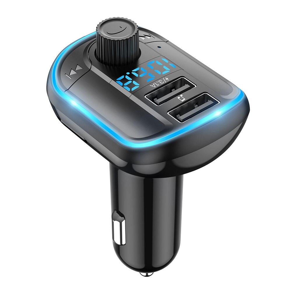 Car FM Transmitter Wireless Bluetooth Stereo Dual USB U Disk TF Card Reader MP3 Player Audio Blue Flash Light Car Charger