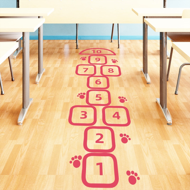 Skolebørn spil børnehave korridor klasseværelse jorden dekoration digitale hopscotch gitter klistermærker