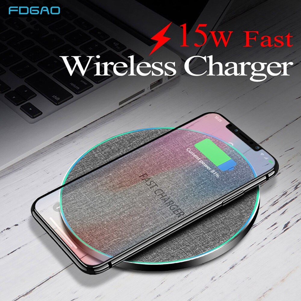 FDGAO 15W Fast Qi Wireless Charger For Huawei P30 Pro Samsung S20 S10 Wireless Charging Base Station For iPhone 11 Pro XS MAX XR