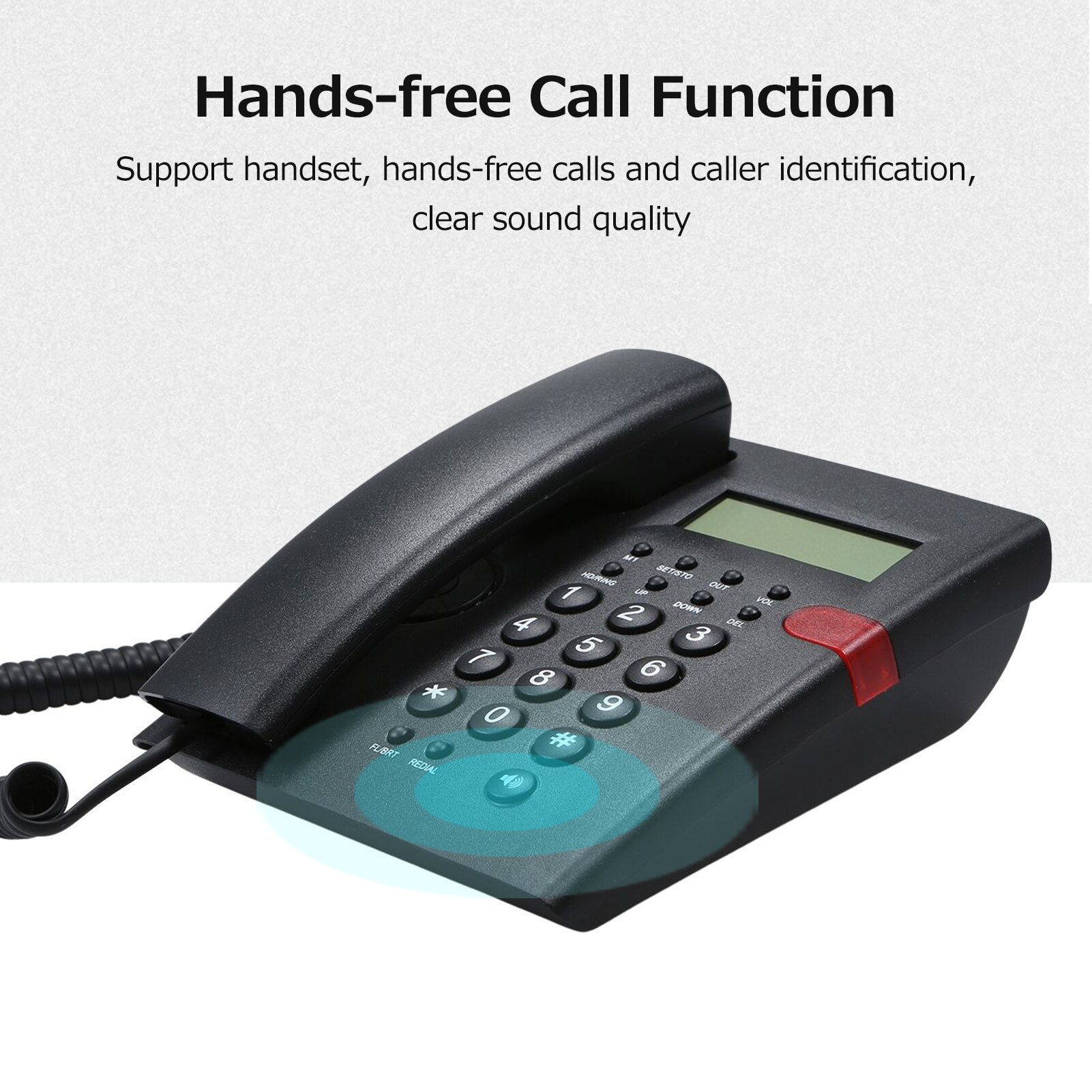 Desktop Battery-free Landline Telephone with Caller Identification Adjustable LCD Screen Brightness US Telephone Line Telephone