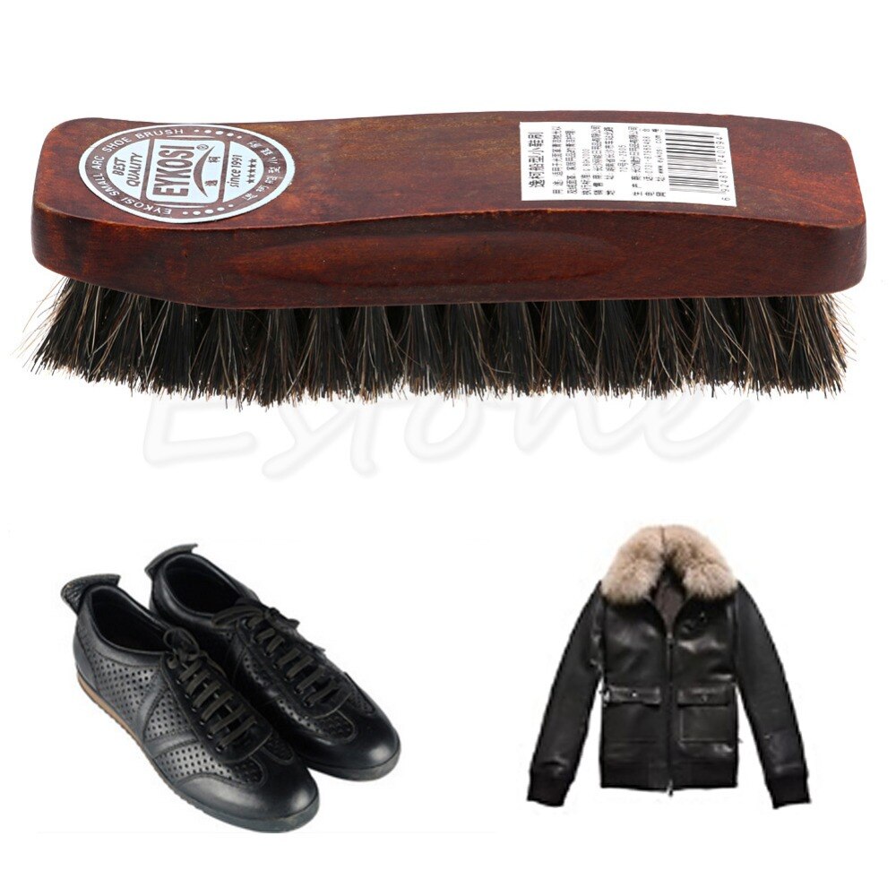 Praktische Paard Haar Professionele Schoen Shine Polish Buffing Brush Houten bruine schoen borstel thuis cleaning tools Sneakers Schoen