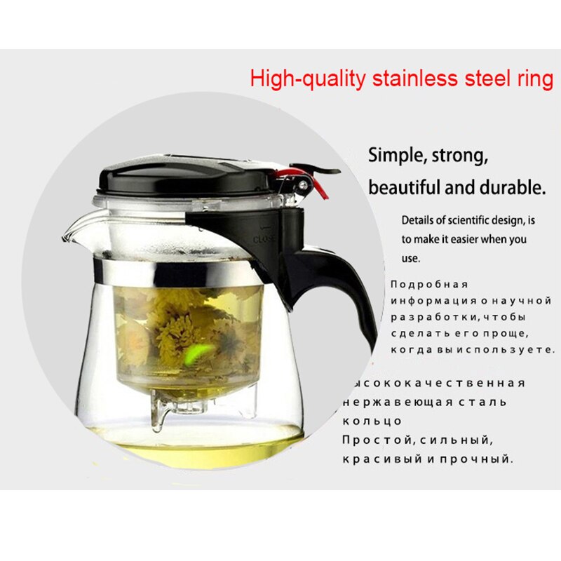 Heat Resistant Glass Teapot Chinese kung fu Tea Set Puer Kettle Coffee Glass Maker Convenient Office Tea Pot