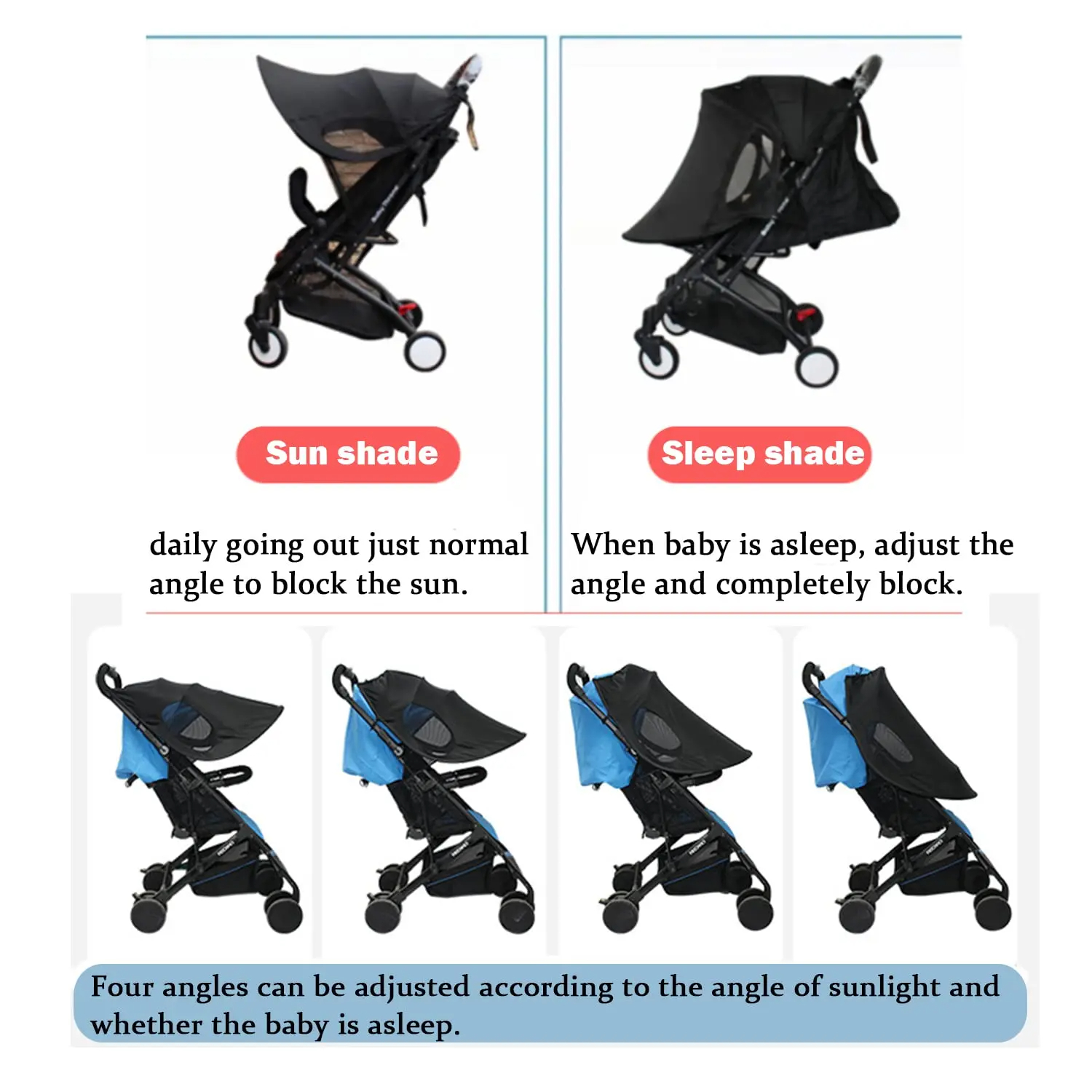 Universal stroller sunshade cover, extended sun visor, canopy cover for strollers, stroller accessories, car seat, stroller cap, sun hood