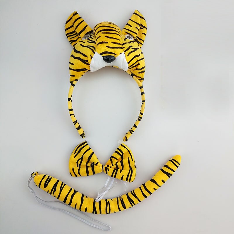 Disfraz de tigre de jungla para niña y mujer, diadema con orejas de animales, falda con lazo trasero, tutú, accesorios para de cumpleaños, Cosplay y Halloween