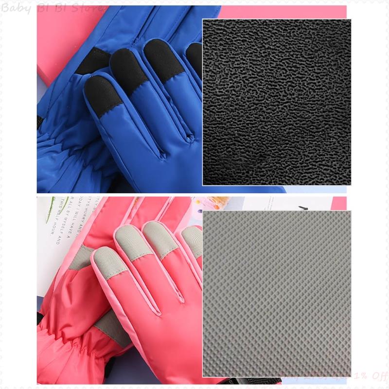 1 paio bambini sci guanti da ciclismo guanti caldi spessi impermeabili antivento sport all&#39;aria aperta guanti da Snowboard per bambini ragazze ragazzo
