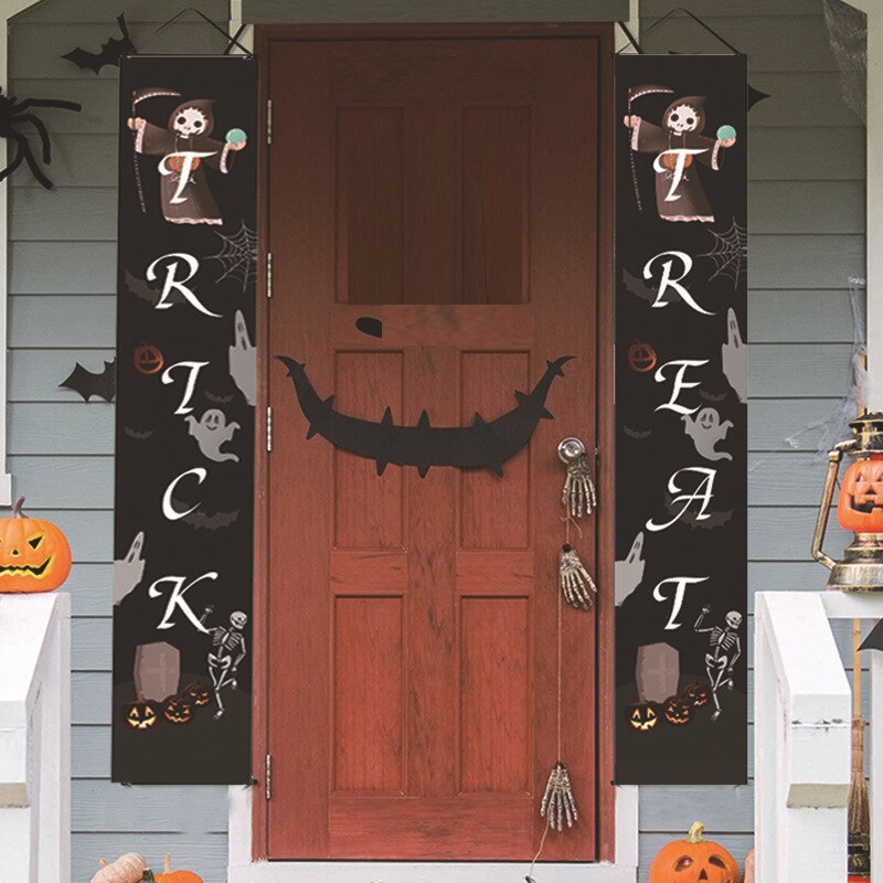 Décorations d'halloween en plein air intérieur bannières astuce ou Hocus Pocus grand porche signes sorcière décor pour la maison Halloween bannière: E