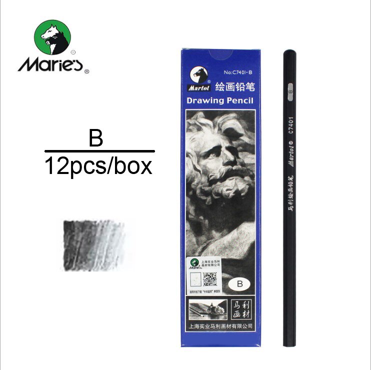Marie Pencil Charcoal Only for Art Drawing Tools Set Beginner Sketch Artist 2H,HB,B,2B,3B, 4b, 5B,6B,7B,8B: B