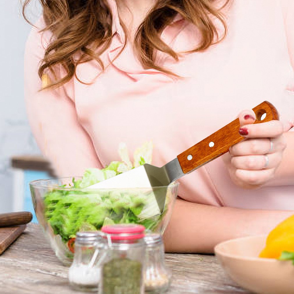 Metal Spatula For Cast Iron Skillet Stainless Steel Grill Spatula Slotted Spatula Turner Fish Spatula With Wood Handle