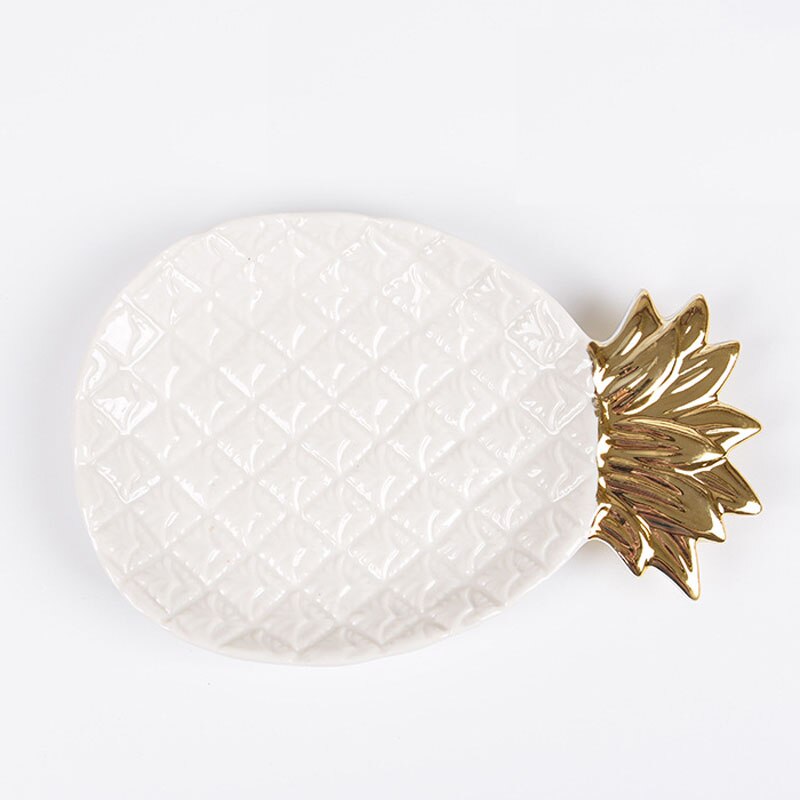 Ceramiczny ananas taca złoty ananas kształtowana biżuteria taca ciasto suszone talerz na owoce talerz na owoce organizator: biały