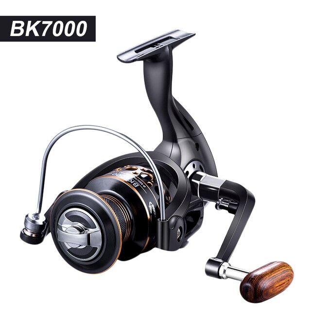 Fishing Spinning Reel 4.7:1 Ratio Ultra Smooth Wooden Knob Powerful Fishing Reel for Freshwater Saltwater Metal Fishing Vessel: BK7000