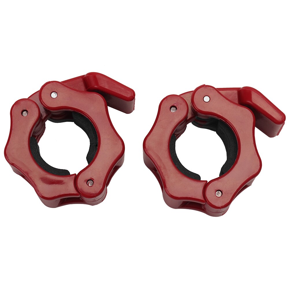 Vægtstangsklemmer 1 par låsediameter standard stang vægtskiver krave clips vægtløftning fitness træningstilbehør: Rød