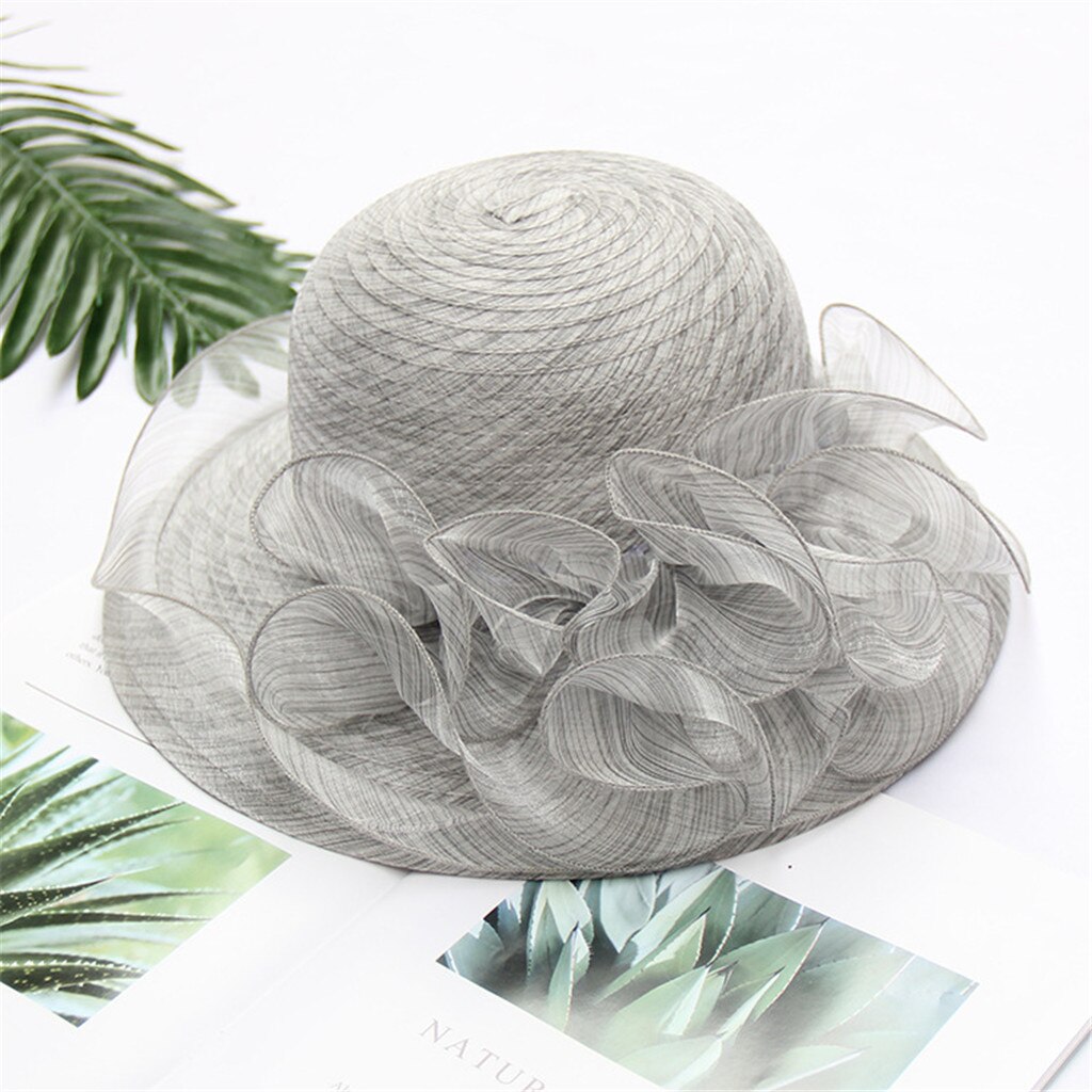Chapeaux de soleil en Organza pour femmes, couvre-chef de mariage, à fleurs, , à Uv, nouvelle , # P2