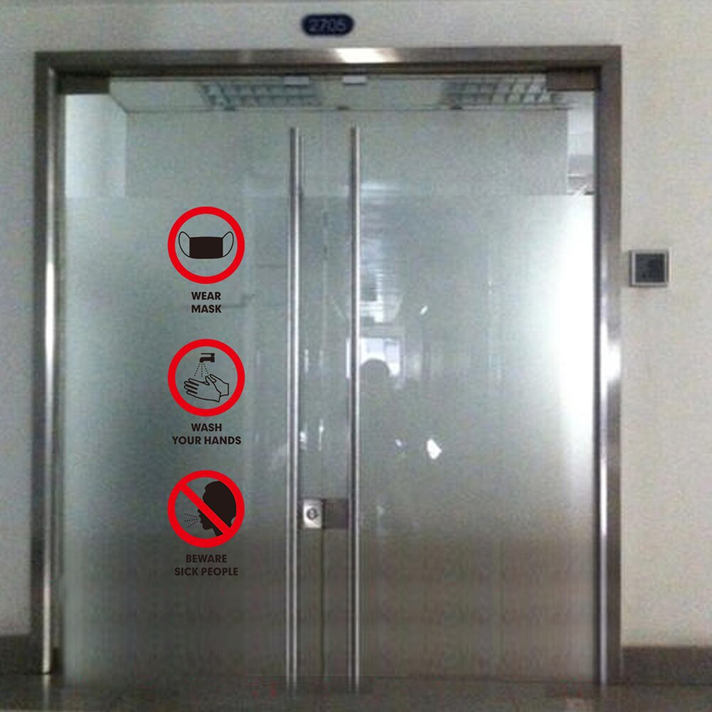 PVC Publicity Sticker Hand Wash Wear Mask Sign Windows Door Warning Decals For Body Door Window Wall Sticker