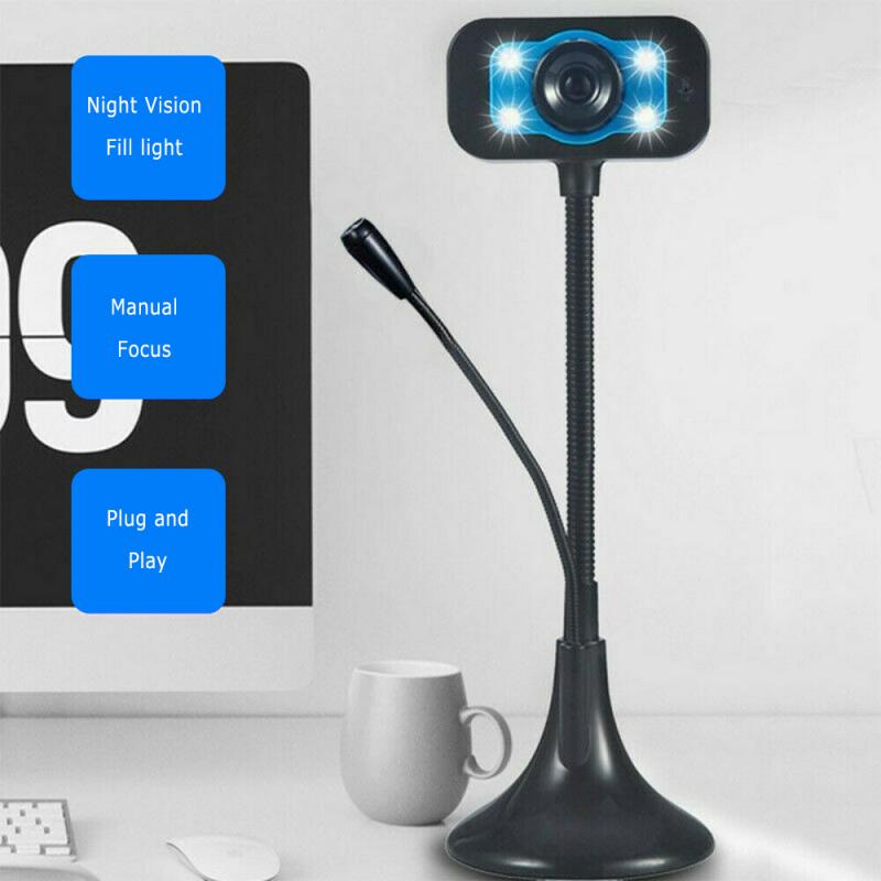 Hd Webcam Usb High Definition Camera Web Cam 360 Graden Mic Met Licht Voor Skype Computer Desktop In Voorraad