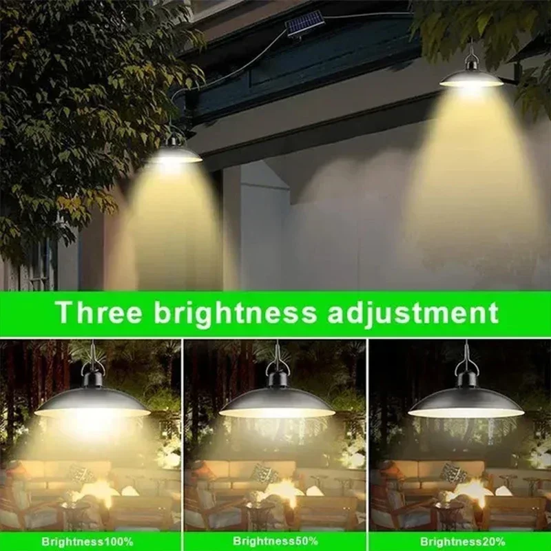 Hanglamp op zonne-energie Buiten Waterdichte LED-lamp Dubbele kop Kroonluchter Decoraties met afstandsbediening voor binnenschuur Schuurkamer