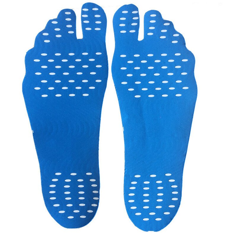 2PCS/Pair Foot Stickers Shoes For Stick On Soles Sticky Pads Beach Pool Sock Waterproof Hypoallergenic Adhesive Foot Care Pads: Blue / L