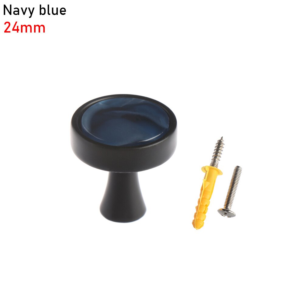 Shell pattern handles Door Knobs Handles For Cabinet Cupboard Zinc Alloy Furniture Drawer Pulls Furniture Accessories: navy blue-24mm