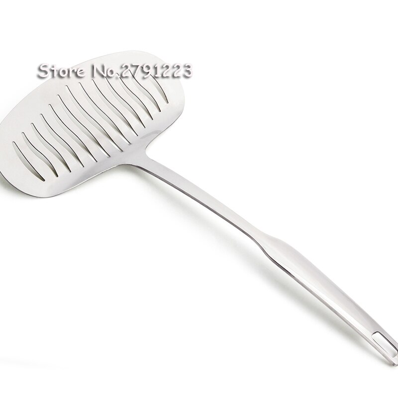 Stainless Steel Kitchen Tools Thickening Dilated Fish Steak Meat Slotted Turner Mirror Polishing Metal Camping Kitchen Utensils