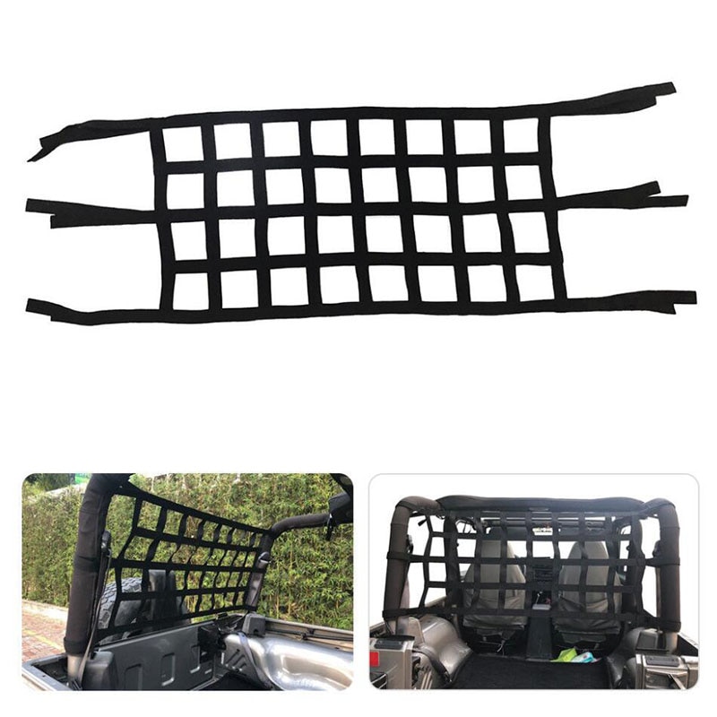 FOR JEEP WRANGLER JL JK TJ YJ CARGO NET BACK WINDOW, EXTRA STORAGE, ROOF NET HAMMOCK