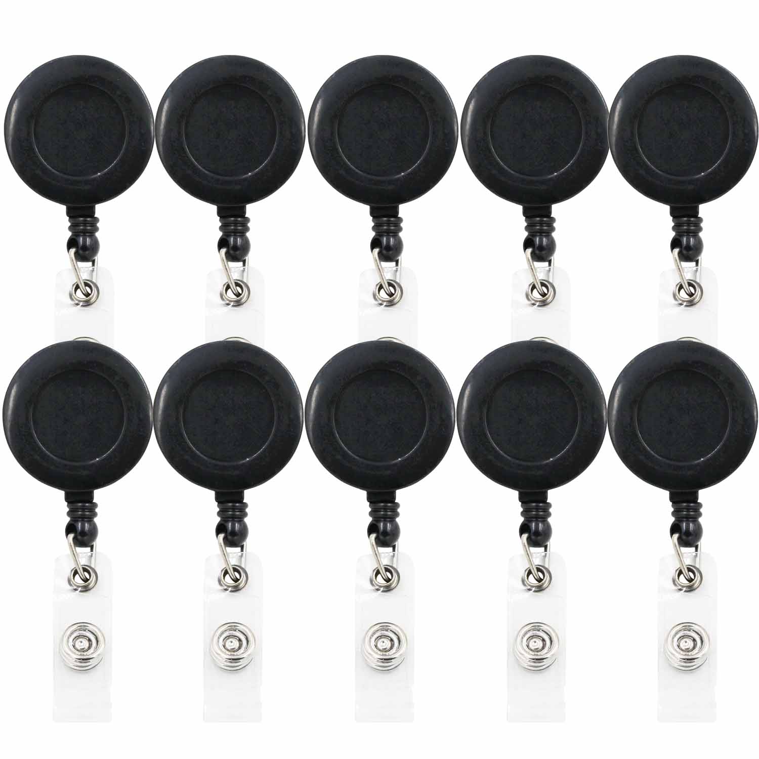 idclip 10 Pieces black white Retractable Badge Holder ID Badges Reel Clip On Card Holders with Alligator Clips