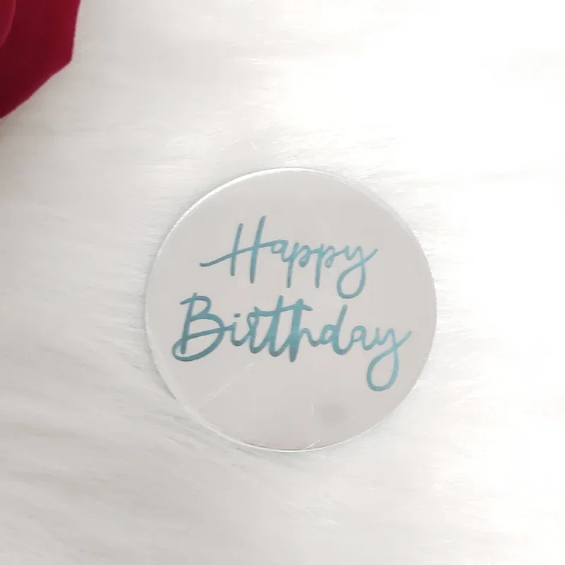 10 stk. tillykke med fødselsdagen cupcake toppers guld akryl cirkel dessert kage gør-det-selv dekorationer indsæt kort børnefødselsdagsfest dekoration: Fluorescensgul