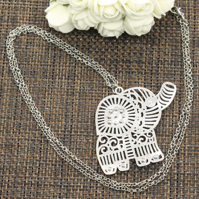 Neue Hohl Elefanten Anhänger Runde Kreuz Kette Kurze Lange Mens Frauen DIY Silber Farbe Halskette Schmuck