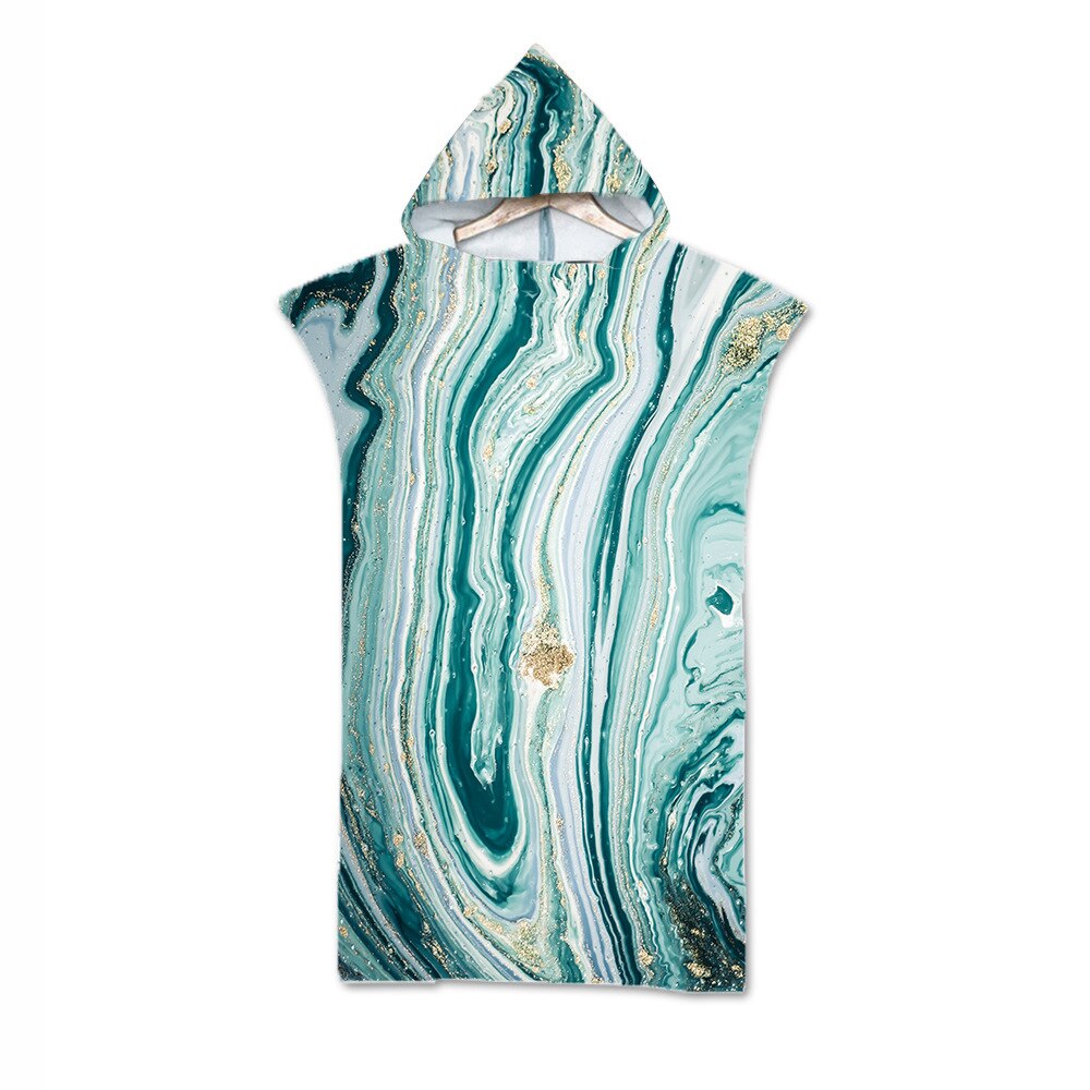 Fluss Gold aufbringen Mikrofaser Gedruckt Mit Kapuze Strand Schlecht Handtuch Für Erwachsene freundlicher Schnell Trocken Schwimmen Schwimmbad Poncho Mantel Bademantel