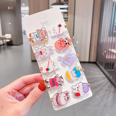 1 Juego de pinzas para el pelo con dibujos de frutas para niña, horquillas de arcoíris, tocado, accesorios para el cabello para niña: 10pcs 1