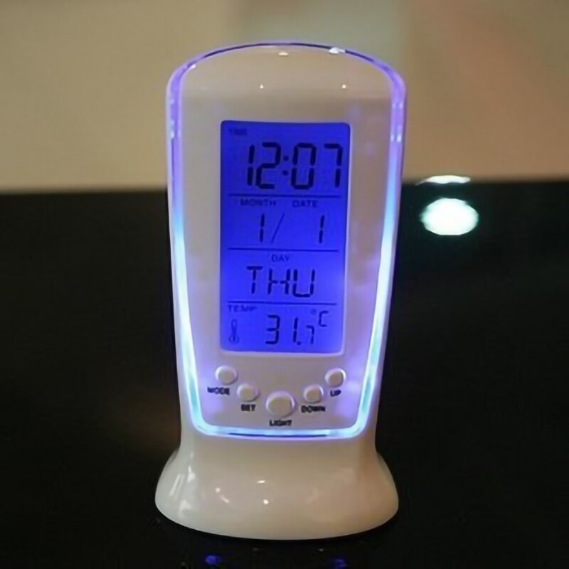 LED Digitale LCD wekker kalender thermometer met Blauwe Achtergrondverlichting Bureauklok klok despertador Home Decor