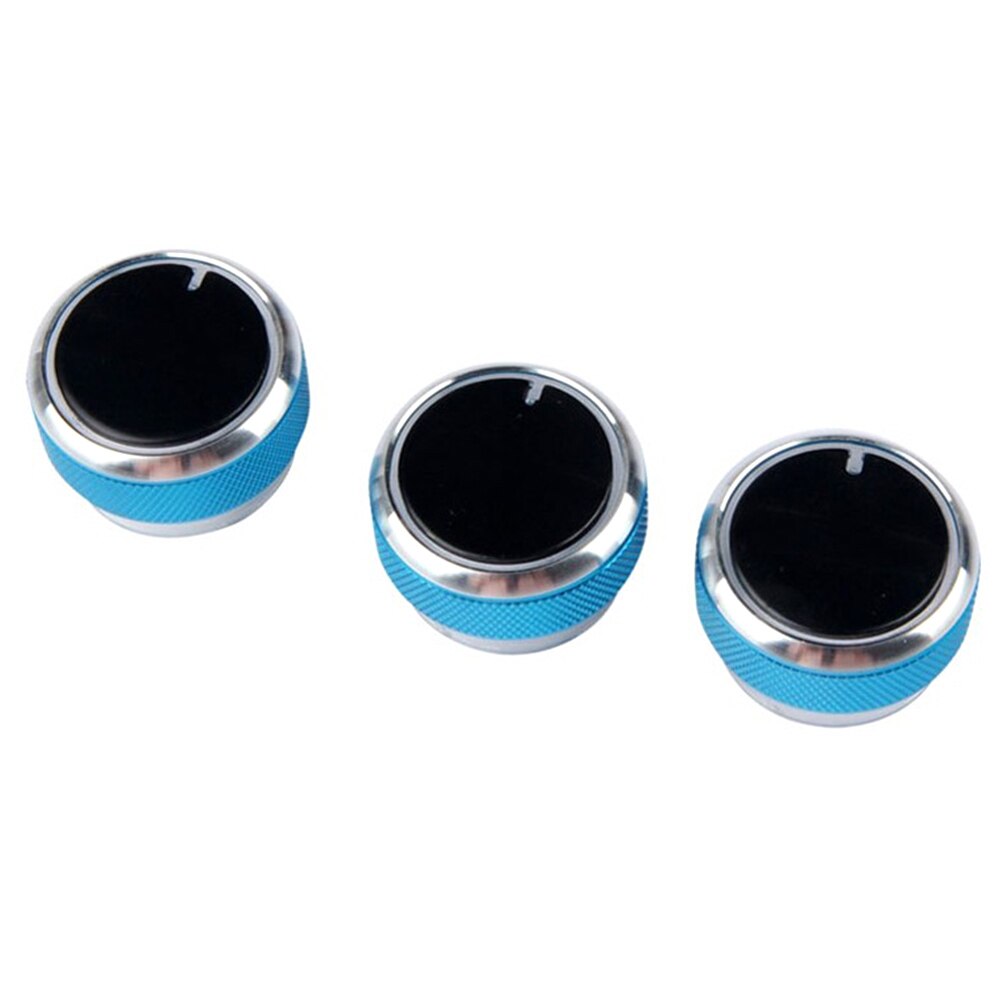 3 pièces/ensemble bouton de climatisation de voiture bouton de commande de chaleur bouton de commutation accessoires de voiture en alliage d'aluminium bouton ca pour Ford Focus: blue