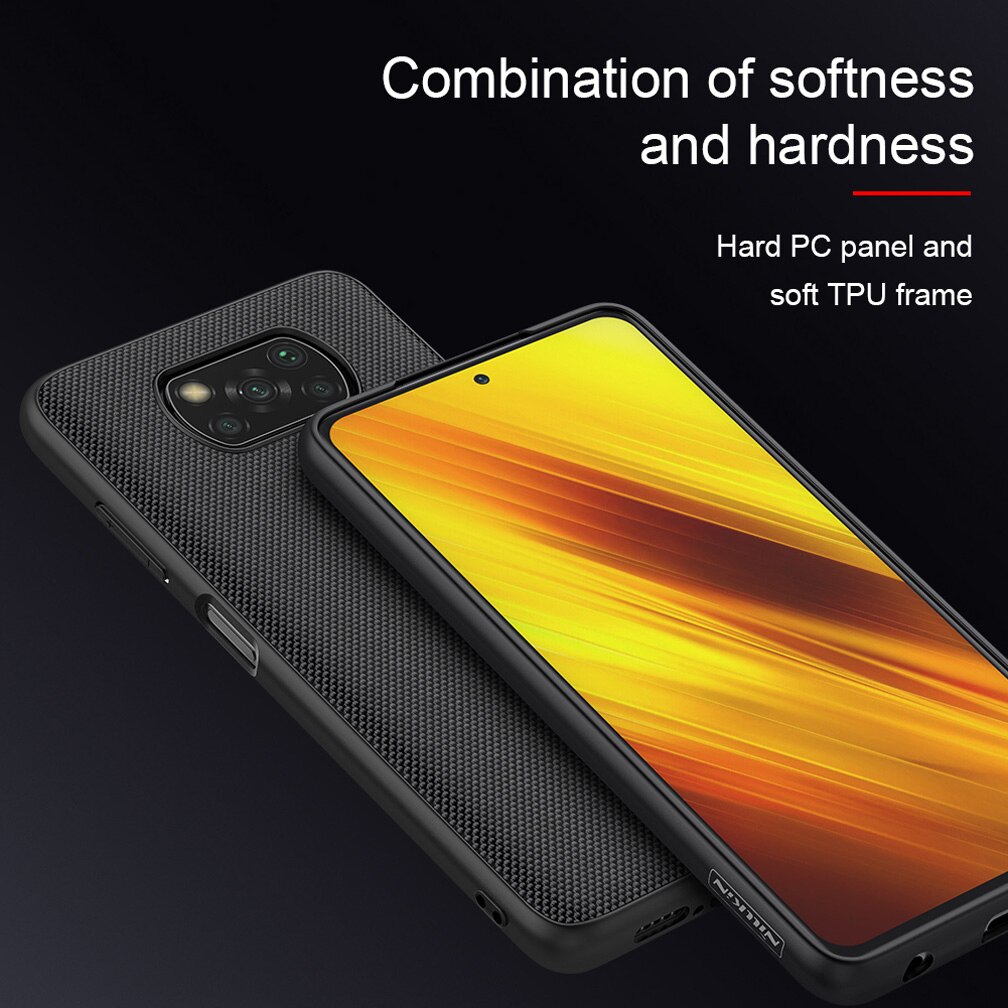 For Xiaomi Poco X3 NFC Case NILLKIN Textured Nylon Fiber Soft TPU Hard PC Panel Back Cover For Xiaomi Poco X3 NFC Case