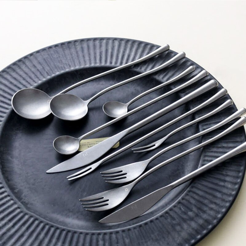 Silber 304 Edelstahl Westlichen Besteck einstellen retro Abendessen Messer Gabel Löffel einstellen Spezielle Gabeln Kaffee Tee Löffel Obst Gabel