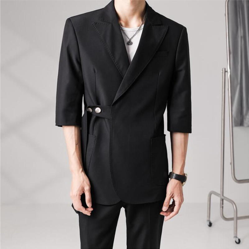 (Jacket+Pants) Blazers Men Solid Color Business Casual Suits Men Streetwear Wild Loose Korean Groom Wedding Dress Suit