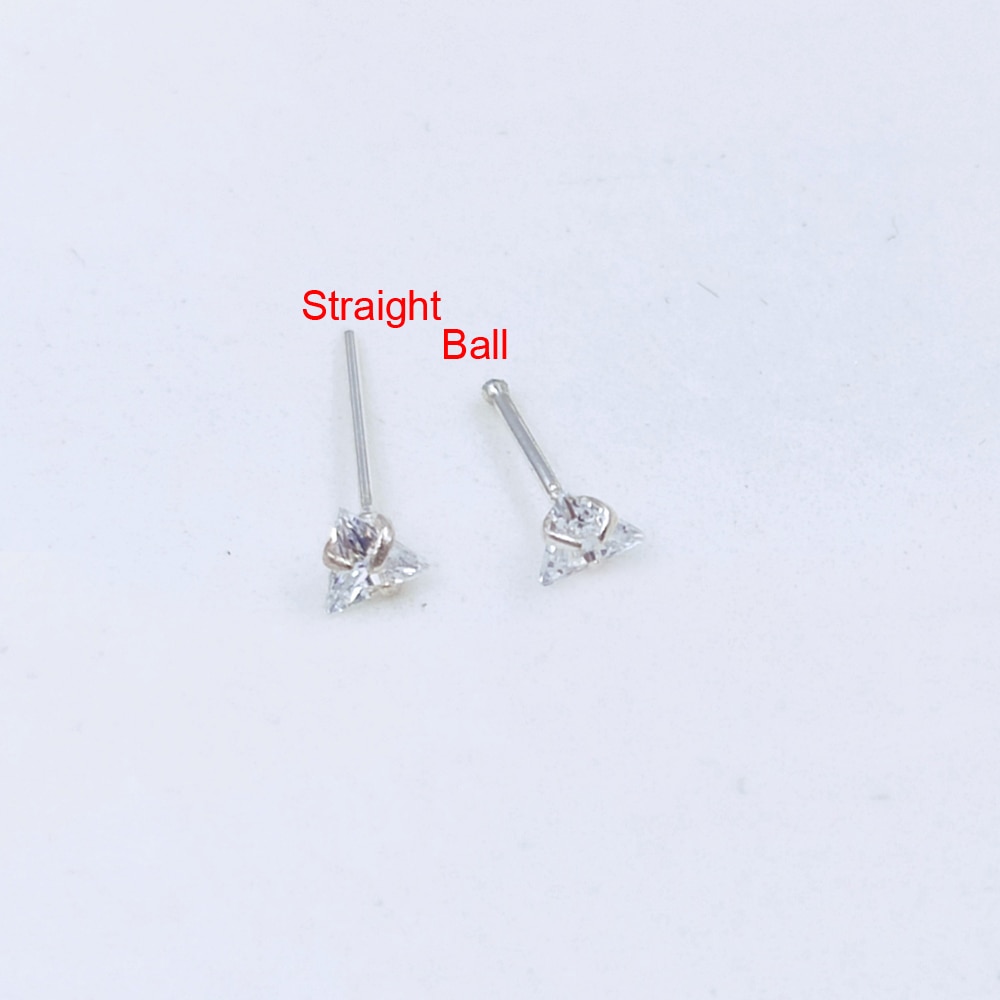 925 Sterling Zilver 3 Mm Trangle Clear Zirconia Neus Piercing Sieraden Neus Pin 20 Stks/pak