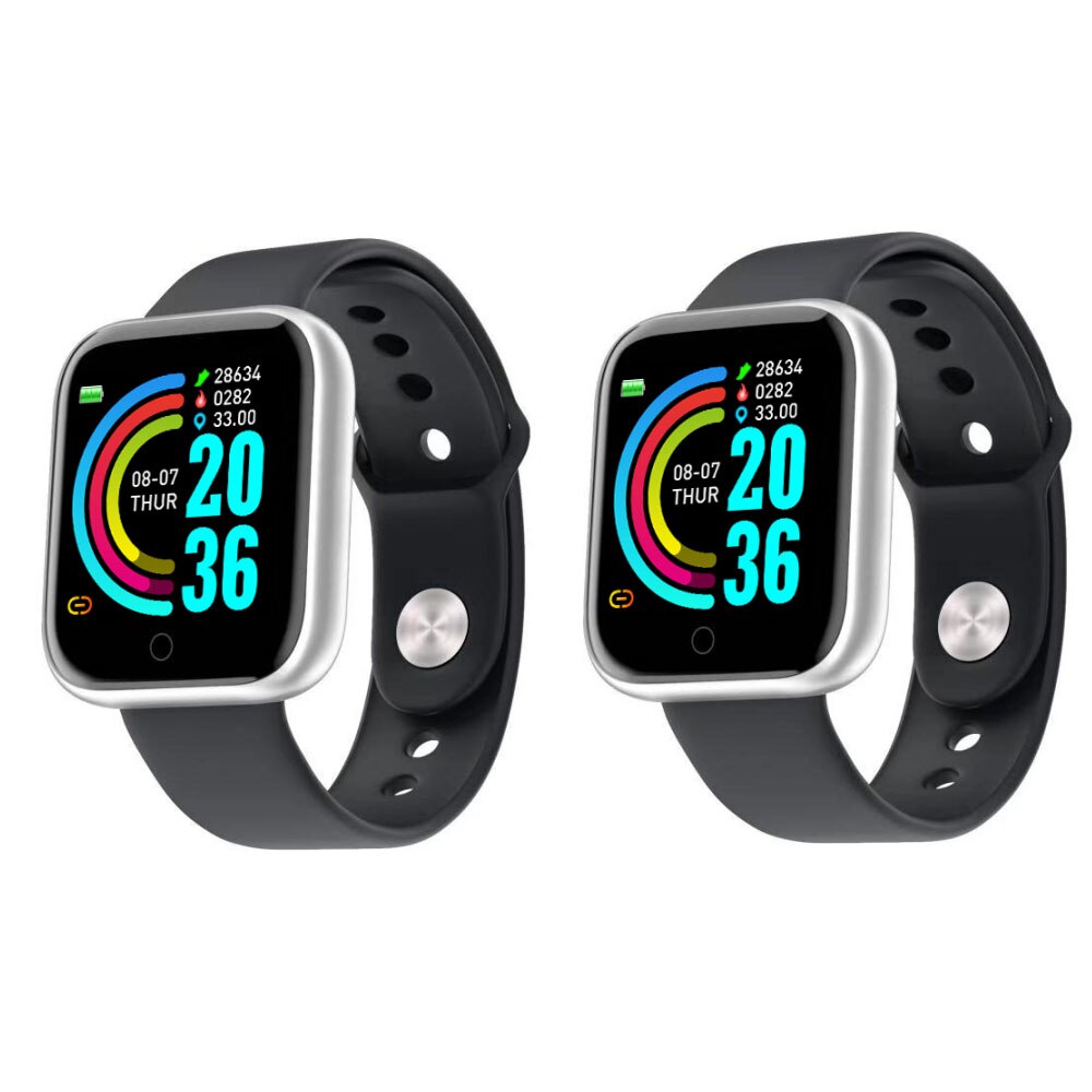 2PCS Y68 Smart Watch Fitness Tracker Blood Pressure Smartwatches Waterproof Heart Rate Monitor Bluetooth Smart Wristwatch: 2D