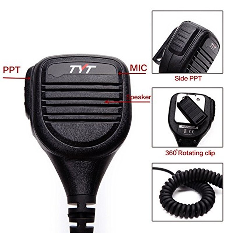 TYT Rainproof Shoulder Speaker Microphone Remote IP54 for TYT MD-380 MD-390 TH-UV8000E BaoFeng, AnyTone Walkie Talkie