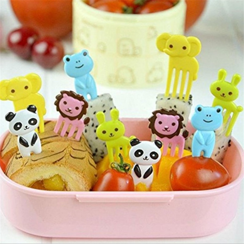 10pc/set Children's Fruit Fork Kitchen Gadgets Unicorn Fruit Fork Unicorn Party Cartoon Lunch Box Sign for Kitchen Accessories-S