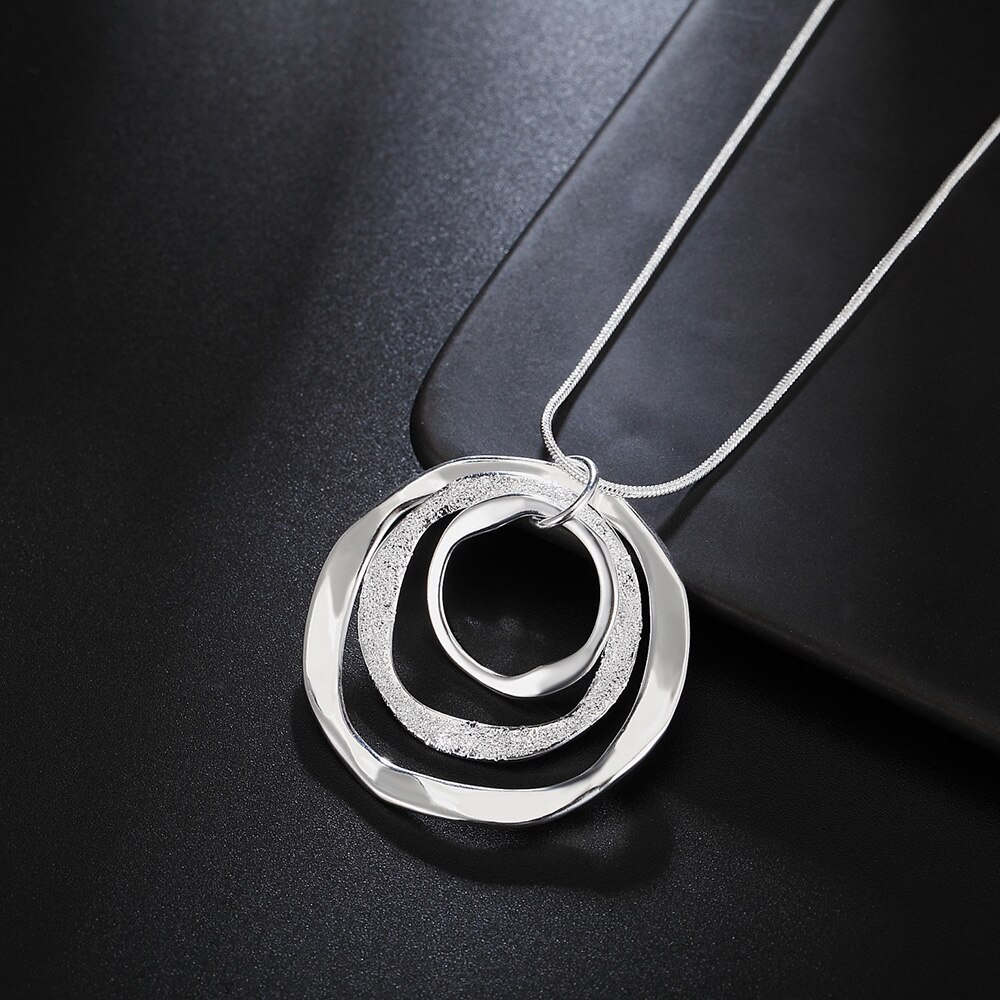 Novo 925 colar de moda disco pingente colar para mulher clavícula corrente casamento jóias presente