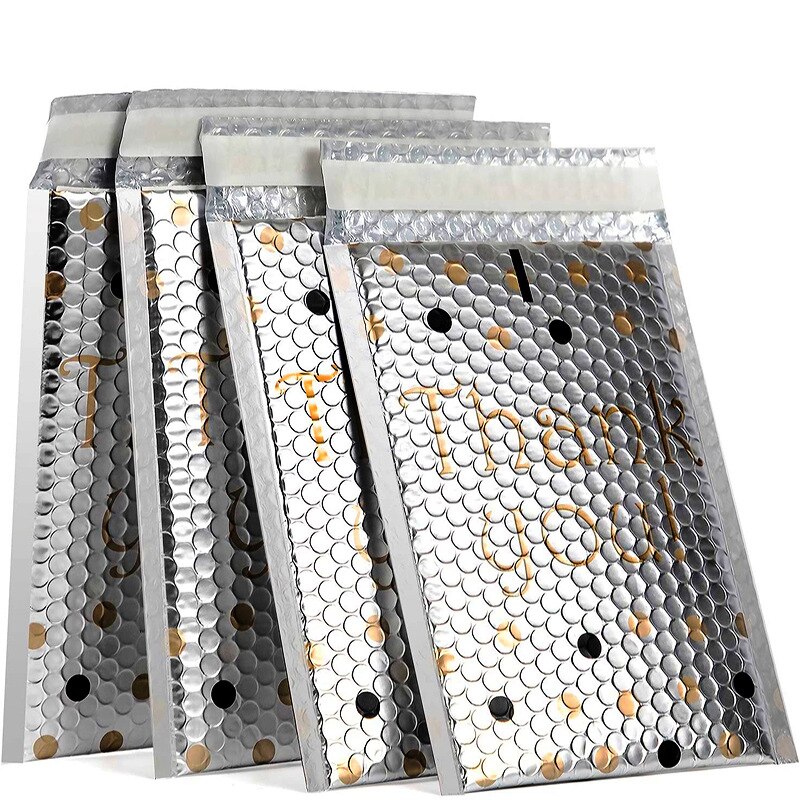 Bolsa de burbujas de papel de aluminio, sobres de burbujas de agradecimiento de 17x23cm, bolsas de impermeables con bolsa de burbujas, suministros de negocios, 50 piezas