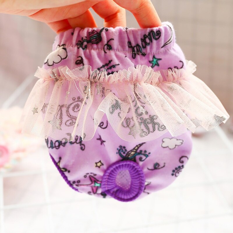 Pet Physiological Pants Diaper Sanitary Reusable Female Dog Shorts Panties Menstruation Underwear Briefs Lovely Dog Pants: Purple print / M