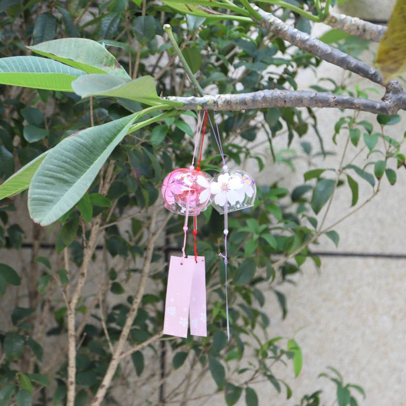 Japan Style Handpaint Sakura Glass Wind Chimes Wind Bells Home Garden Office Hanging Decorations Beautiful Hope