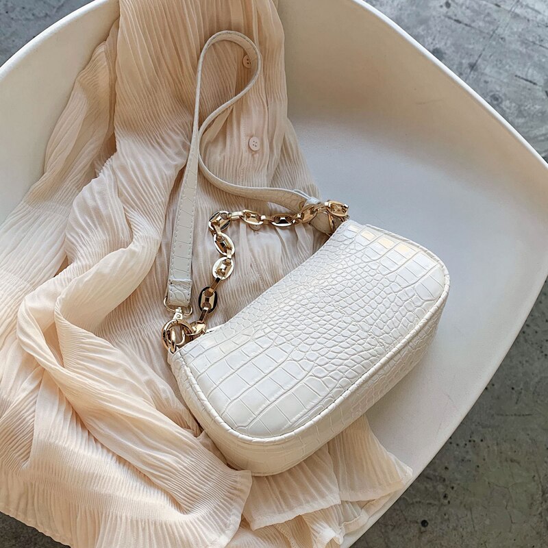С доставкой krokodille mønster baguette tasker mini pu læder skuldertasker til kvinder kæde luksus håndtaske